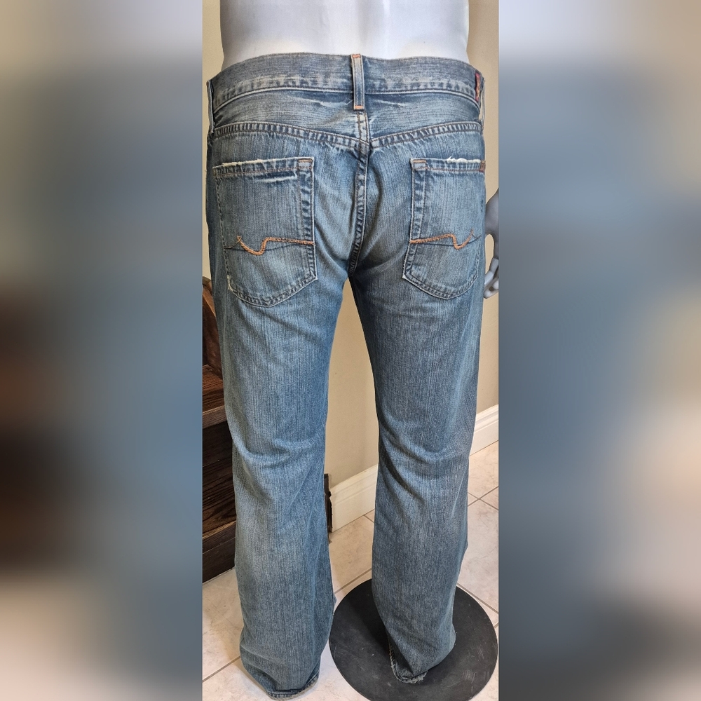 7 For All Mankind Men's Light Blue Bootcut Jeans - Picture 6 of 15